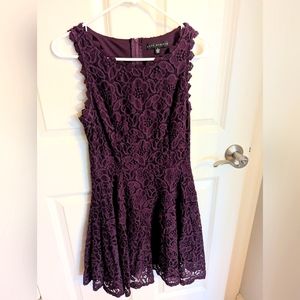 Purple eggplant lace formal juniors dress size 9